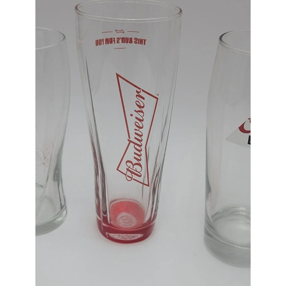 Beer Glass Mixed Lot Coors Light‎ Beer Pint Glass Budweiser Miller Lite Lot Of 4